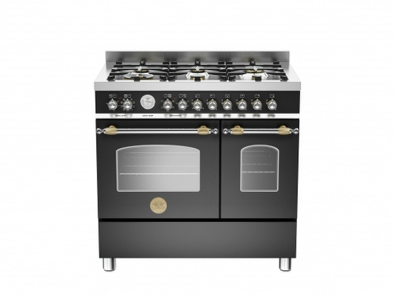 Bertazzoni HER90 6 MFE D NET Отдельностоящий Gas hob A Черный, Нержавеющая сталь кухонная плита