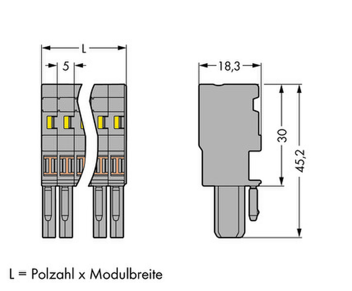 Wago 769-104 4P Grau Elektrischer Anschlussblock