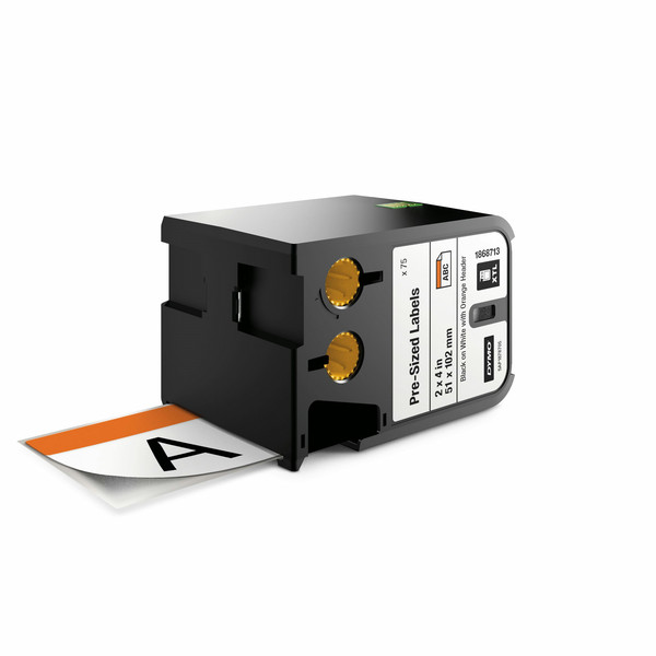 DYMO 1868713 Black on white + orange header label-making tape