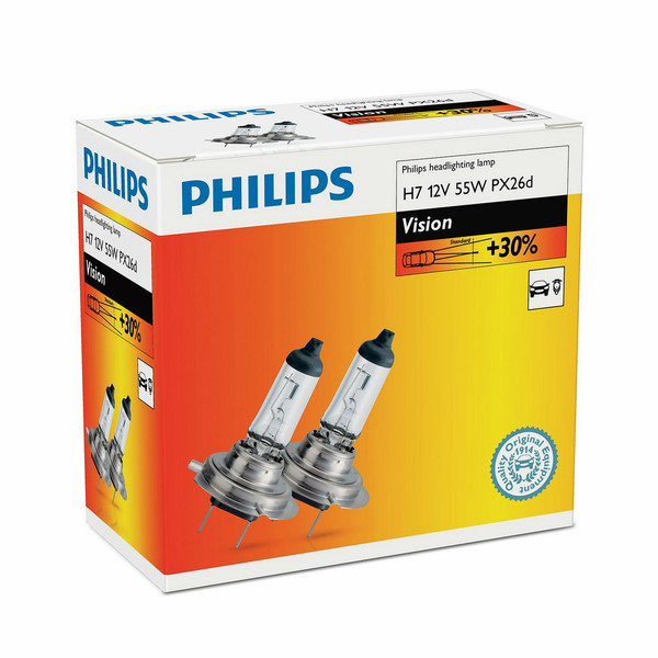 Philips Vision 12972PRC2 H7 55Вт Галоген PX26d 1500лм лампа для автомобилей