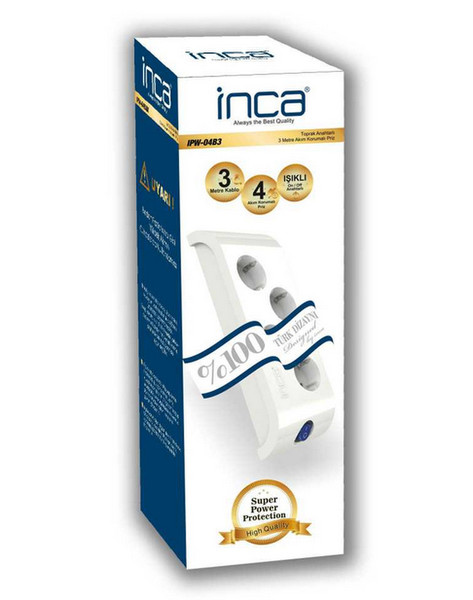Inca IPW-04B3 4розетка(и) 250В 3м Белый сетевой фильтр