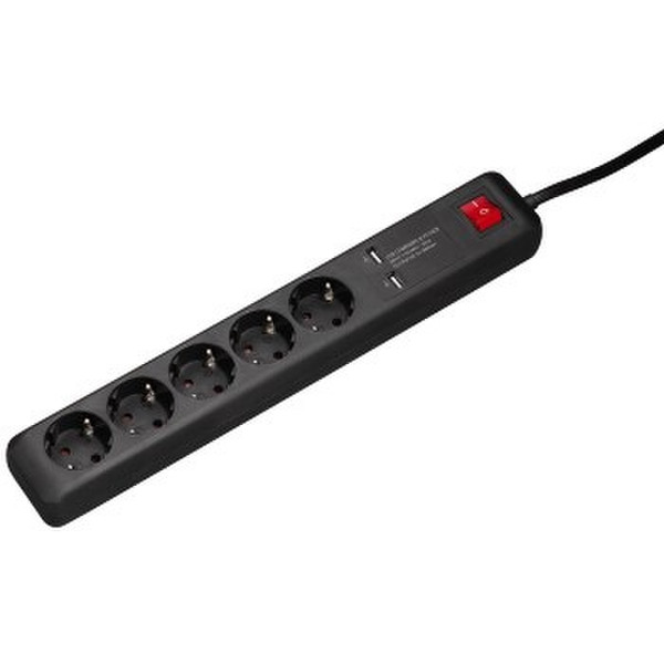 Hama USB 3A 5AC outlet(s) 230V 1.5m Black surge protector