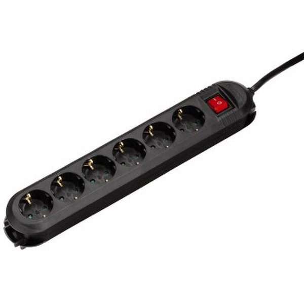 Hama 90° 6AC outlet(s) 230V 2m Black surge protector