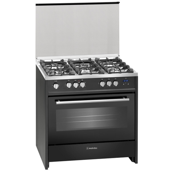 Meireles M 910 BL Freistehend Gas hob A Schwarz, Edelstahl Küchenherd