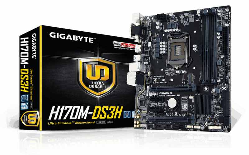 Gigabyte GA-H170M-DS3H Intel H170 LGA 1151 (Socket H4) Micro ATX Motherboard