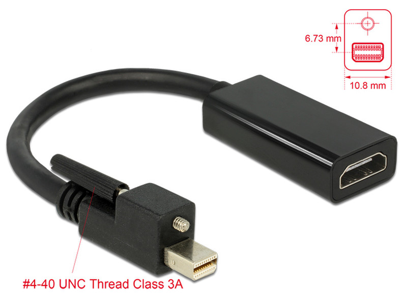 DeLOCK 62640 0.25m Mini DisplayPort HDMI Schwarz Videokabel-Adapter