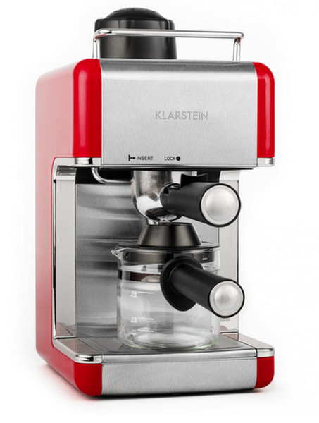 Klarstein 10026857 Espressomaschine 4Tassen Rot Kaffeemaschine