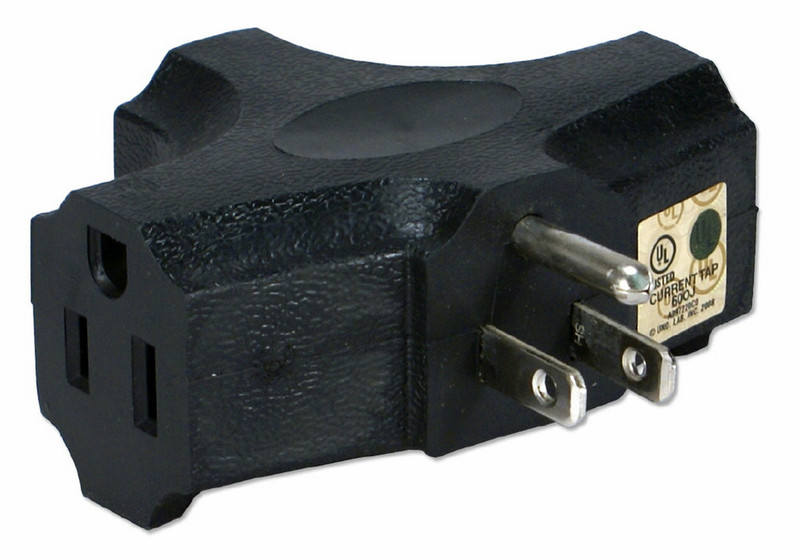QVS PA-3P-2PK NEMA 5-15 Black power plug adapter