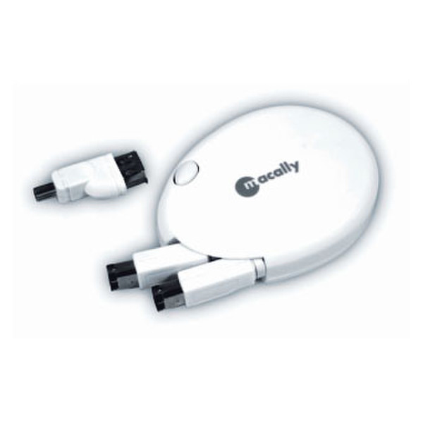 Macally Retractable FireWire Cable, 6 to 4 pin 1.5м Белый FireWire кабель