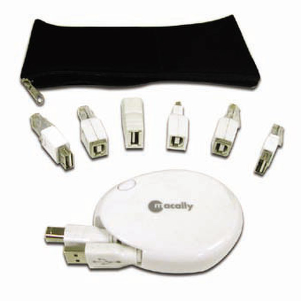 Macally Retractable cable combo kit 1.4м Белый кабель USB