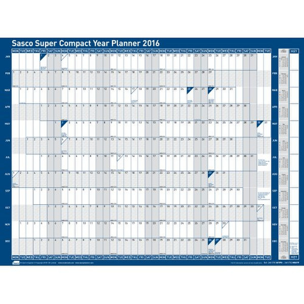 Nobo Sasco Unmounted Super Compact Year Planner 2016