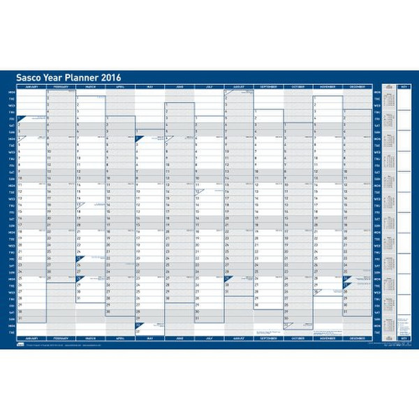 Nobo Sasco Unmounted Vertical Year Planner 2016