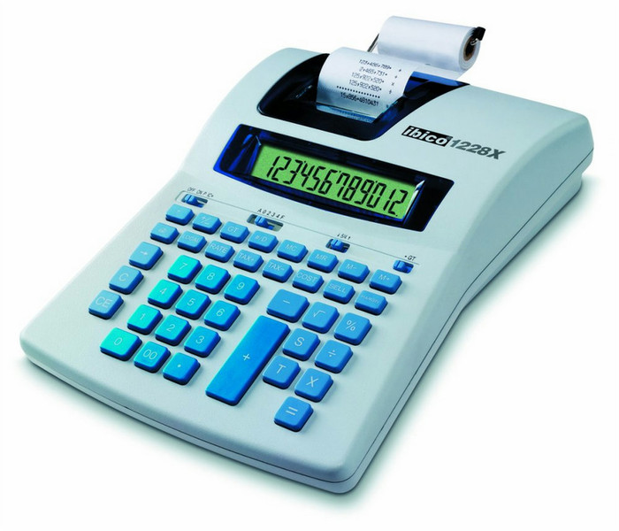 Rexel Ibico 1228X Semi-Professional Print Calculator White/Blue