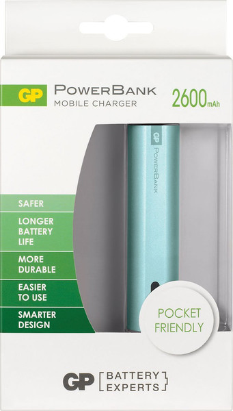 GP Batteries Portable PowerBank FN02M Lithium-Ion (Li-Ion) 2600mAh Blue power bank
