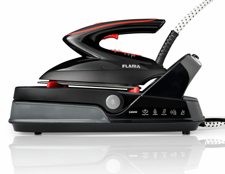 Flama 558FL 2400W 1.5L Ceramic soleplate Black,Red steam ironing station