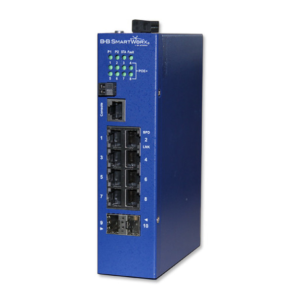 B&B Electronics ESWGP510-2SFP-T Управляемый Gigabit Ethernet (10/100/1000) Power over Ethernet (PoE) Синий сетевой коммутатор