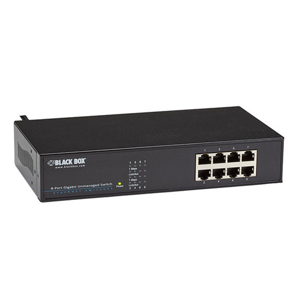 Black Box LGB408A-R2 Неуправляемый Gigabit Ethernet (10/100/1000) Черный сетевой коммутатор