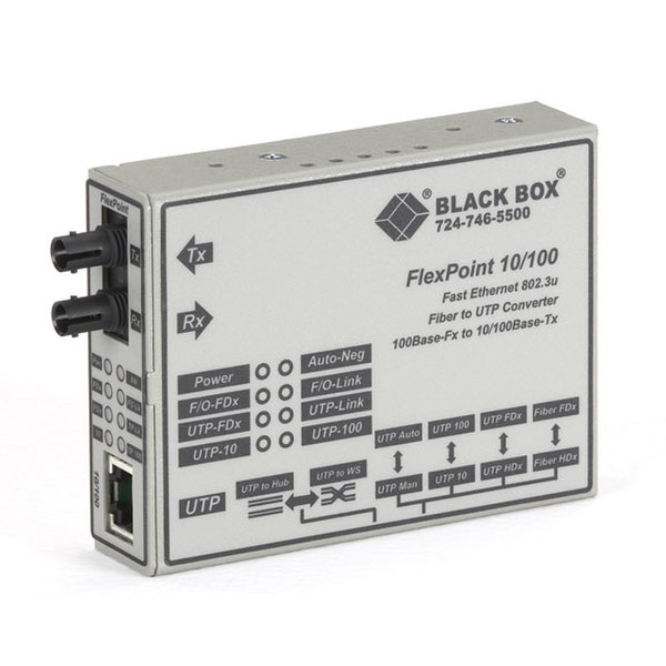 Black Box LMC100A-R3 100Mbit/s Multi-mode Grey network media converter