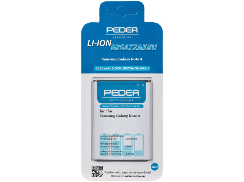 PEDEA 11110015 Lithium-Ion 3220mAh 3.8V rechargeable battery