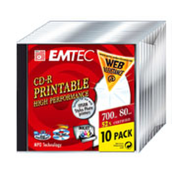 Emtec CD-R Injket Printable Cautionned by Epson 10pc(s)