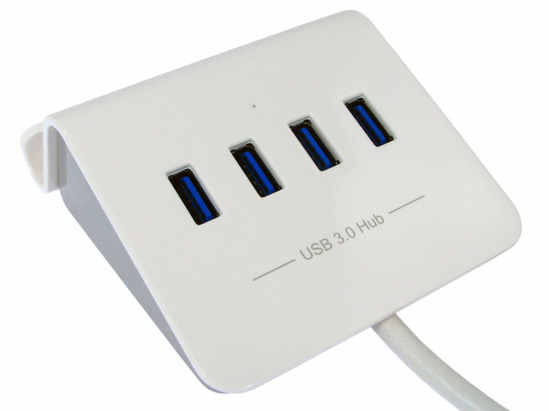 Cables Direct 4 Port USB3.0 Hub with Stand, Rapid Charging and OTG - White