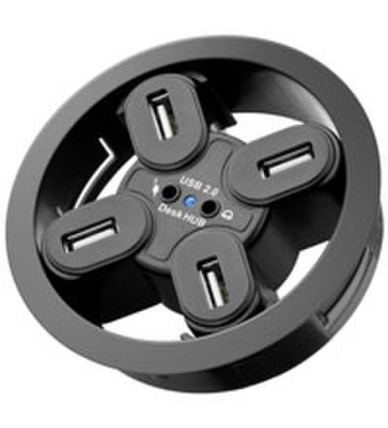 Wentronic USB - HUB EinbauHUB 4 Port 80mm+2x 3.5mm Black interface hub