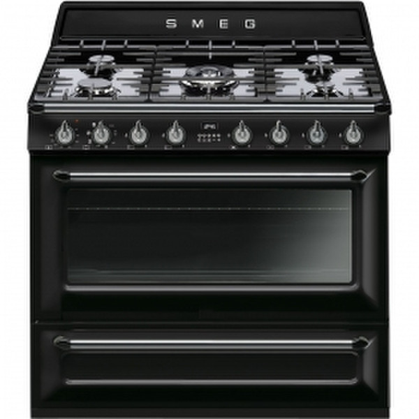 Smeg TR90NNL1 Freistehend Gas hob B Schwarz Küchenherd