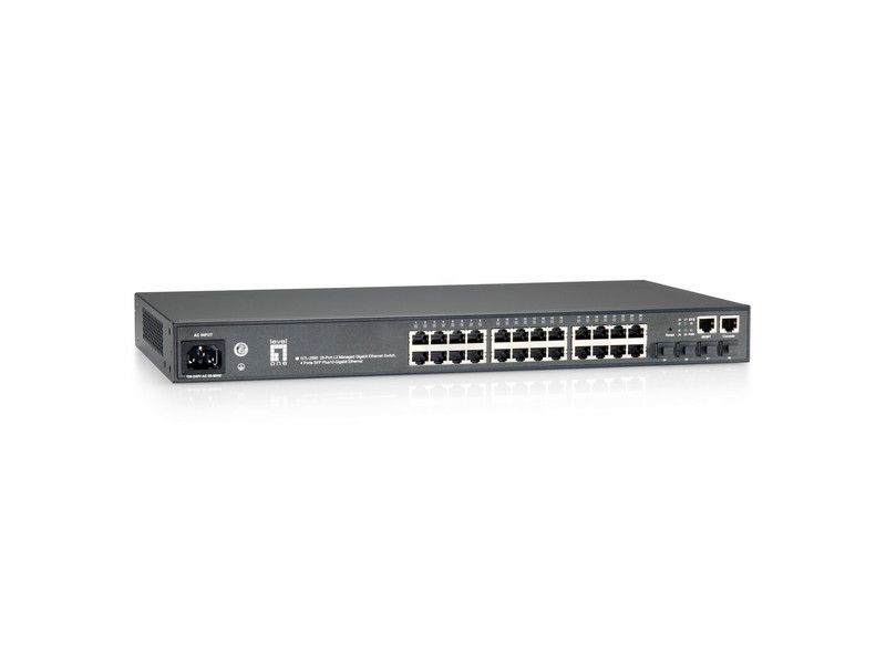 LevelOne 28-Port L3 Managed Gigabit Ethernet Switch, 4 Ports SFP+ 10-Gigabit