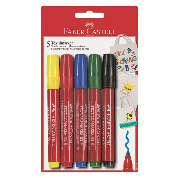 Faber-Castell 159505 Черный, Синий, Зеленый, Красный, Желтый 5шт маркер