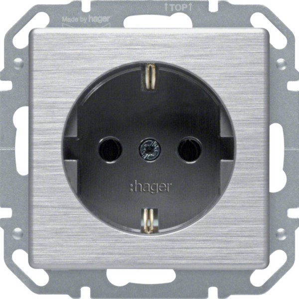 Hager WYS206A1 Type F Aluminium socket-outlet