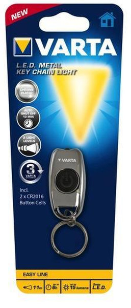 Varta L.E.D. METAL KEY CHAIN LIGHT Schlüsselanhänger-Blinklicht LED Chrom