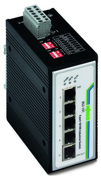 Wago 852-101 Fast Ethernet (10/100) Schwarz Netzwerk-Switch