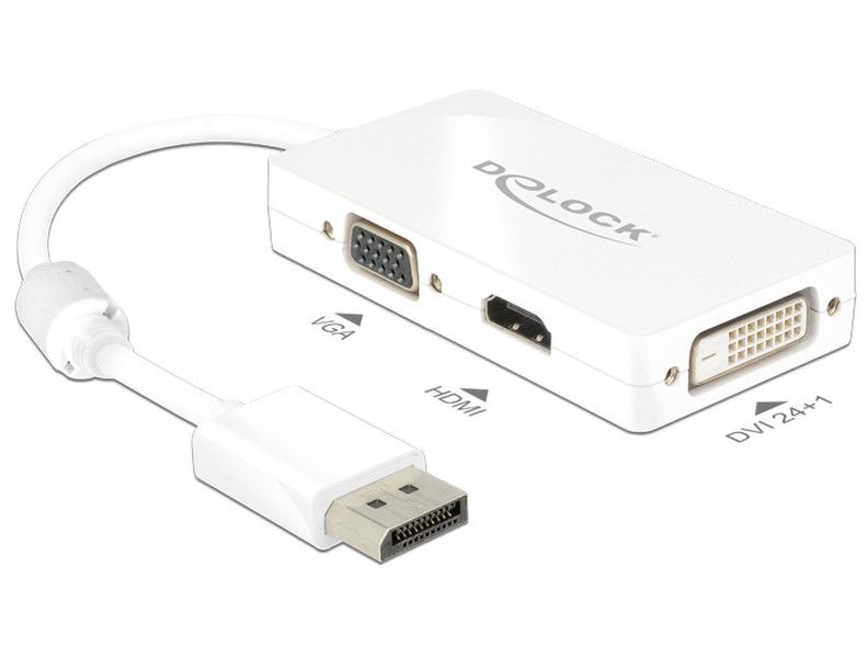 DeLOCK 0.16m DisplayPort/VGA+HDMI+DVI-D 0.16m DisplayPort VGA + HDMI + DVI Weiß