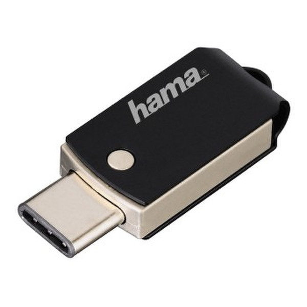 Hama C-Turn 64GB 64ГБ USB 3.0 (3.1 Gen 1) Type-A/Type-C Черный, Cеребряный USB флеш накопитель