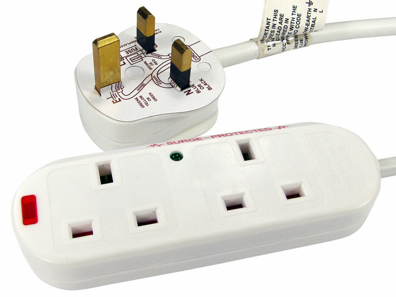 Cables Direct 2 Way Surge Protected Extension