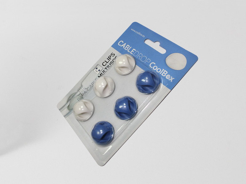 CoolBox CABLEDROP Синий, Белый 6шт кабельный зажим