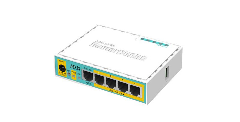 Mikrotik hEX PoE lite Eingebauter Ethernet-Anschluss Weiß