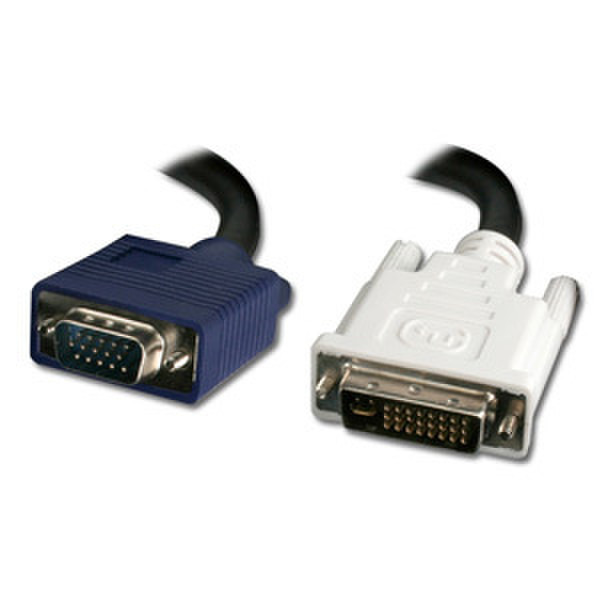 Connectland VGA-DVI-15HD-MM-5M VGA DVI-I Черный, Синий, Белый кабельный разъем/переходник