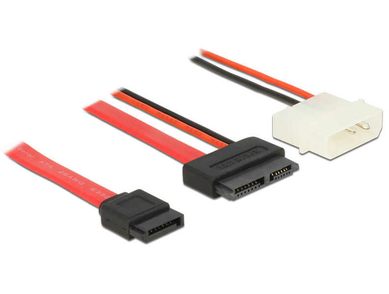 DeLOCK 84790 0.5м SATA 13-pin SATA 7-pin + 4-pin Molex Черный, Красный кабель SATA