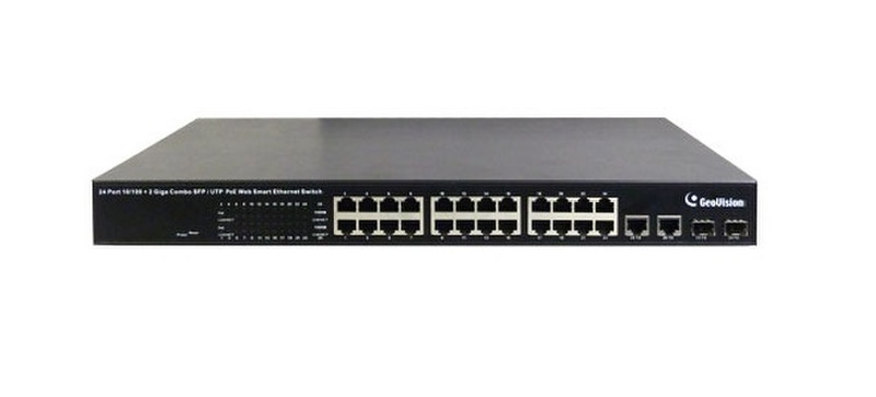 Geovision GV-POE2401 gemanaged Gigabit Ethernet (10/100/1000) Energie Über Ethernet (PoE) Unterstützung 19U Schwarz Netzwerk-Switch