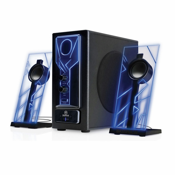 Accessory Power GOgroove BassPULSE Bluetooth Computer Speakers with Subwoofer, Blue LEDs, AUX Port & 33-foot range
