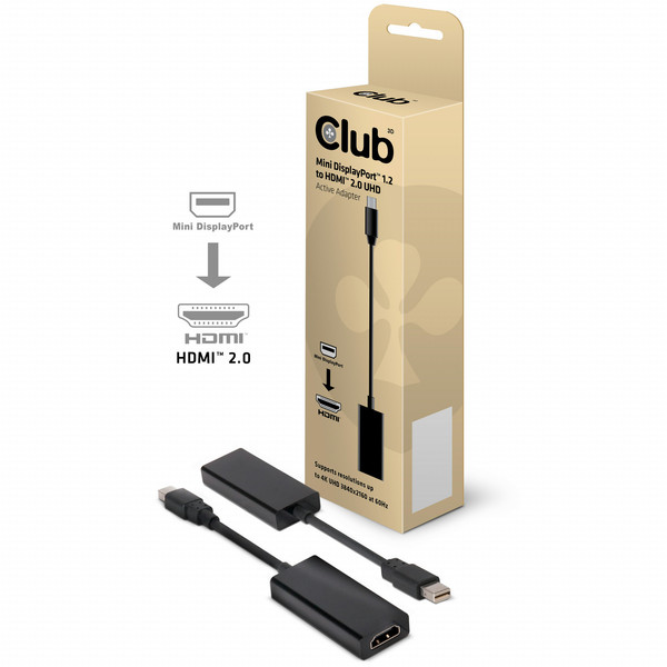 CLUB3D CAC-1170 Mini DisplayPort 1.2 HDMI 2.0 Черный кабельный разъем/переходник