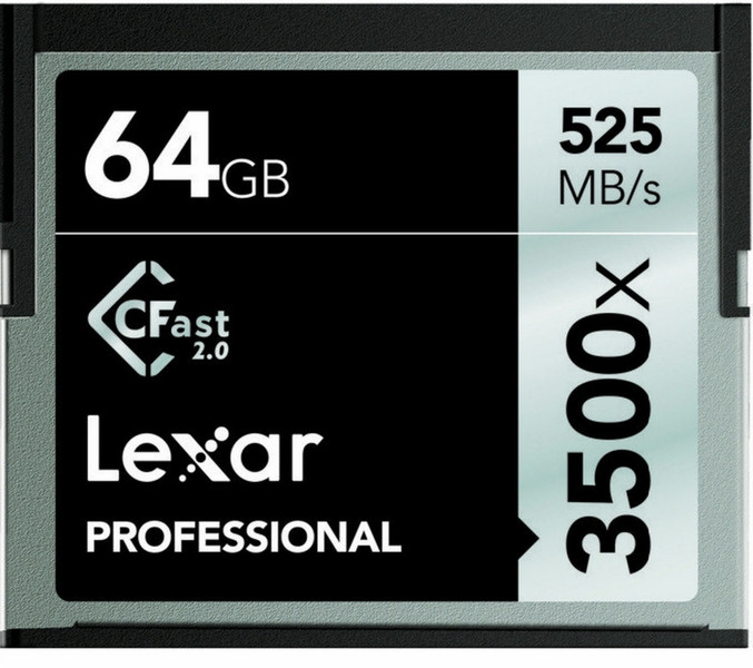 Lexar CFast 2.0, 64GB 64GB CompactFlash memory card