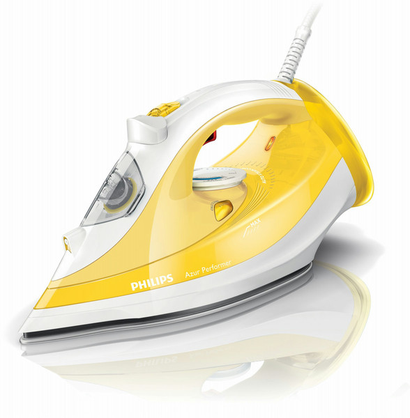 Philips Azur Performer GC3801/61 Steam iron SteamGlide soleplate 2400W White,Yellow iron