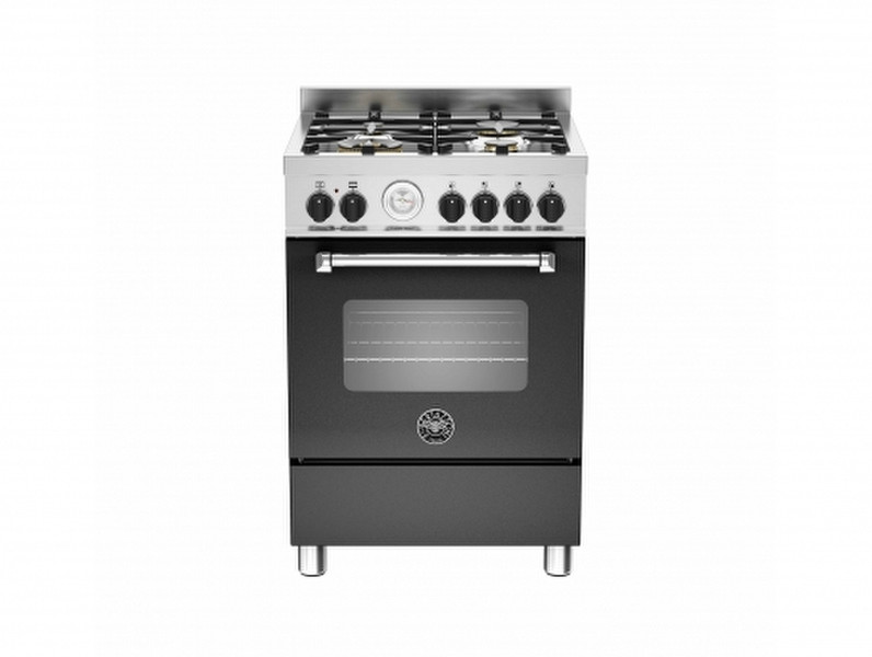 Bertazzoni MAS60 4 MFE S NE T Отдельностоящий Gas hob A Черный, Нержавеющая сталь кухонная плита