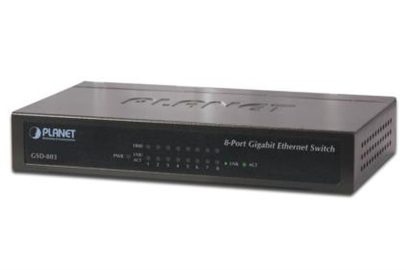 ASSMANN Electronic GSD-803 Gigabit Ethernet (10/100/1000) Schwarz Netzwerk-Switch