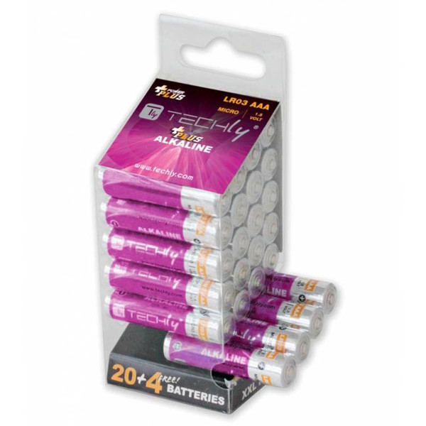 Techly Multipack 24 Batteries Power Plus Mini Stilo AAA Alkaline LR03 1.5V IBT-KAP-LR03-B24T