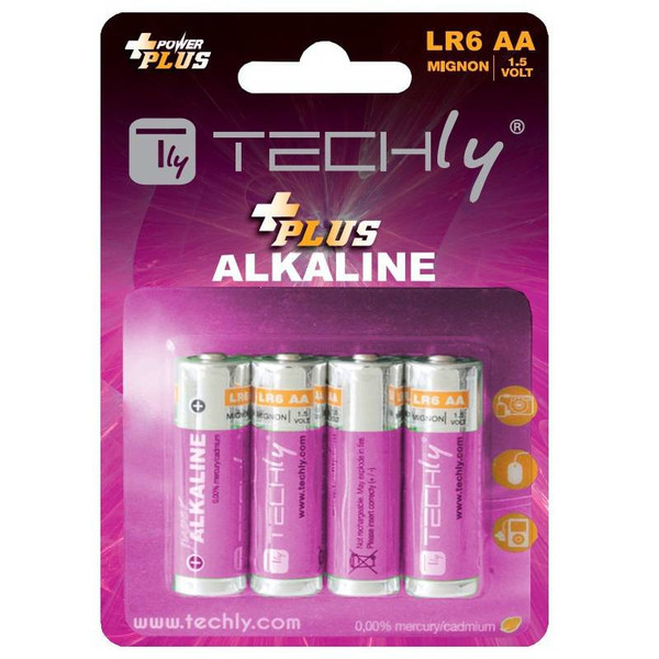 Techly Blister 4 Batteries Power Plus Stilo AA Alkaline LR06 1.5V IBT-KAP-LR06T