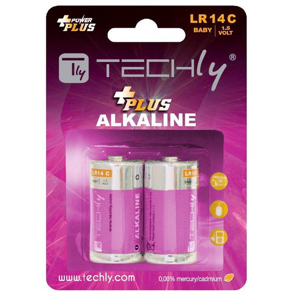 Techly Blister 2 Batteries Power Plus Half Torch Alkaline C LR14 1.5V IBT-KAP-LR14T