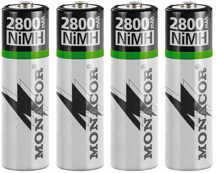 Monacor NIMH-2800/4 Nickel Metall-Hydrid 2800mAh 1.2V Wiederaufladbare Batterie